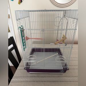 Purple Bird Cage with Accessories